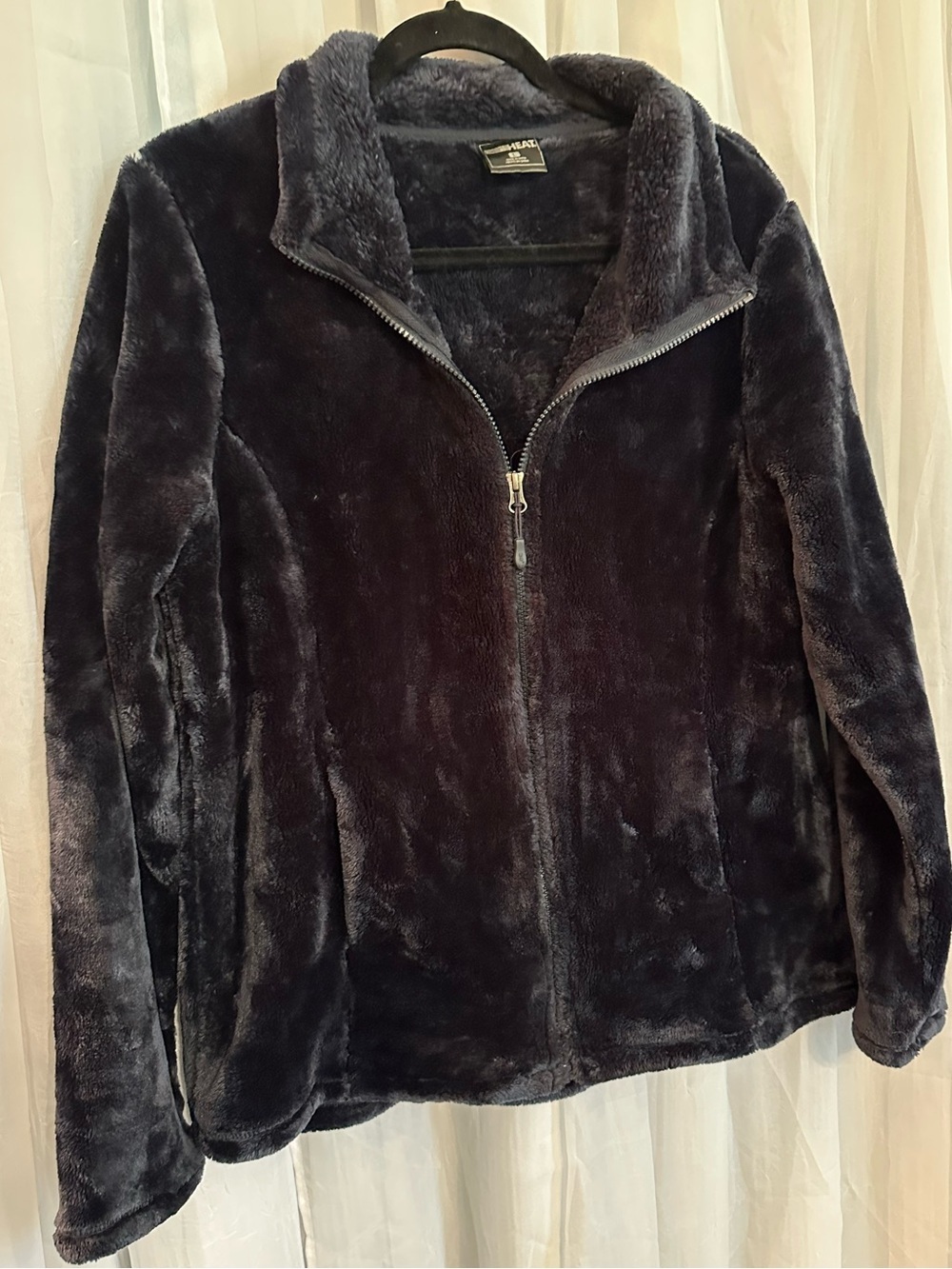 32 degree heat Faux Fur Zip-Up Jacket. Navy